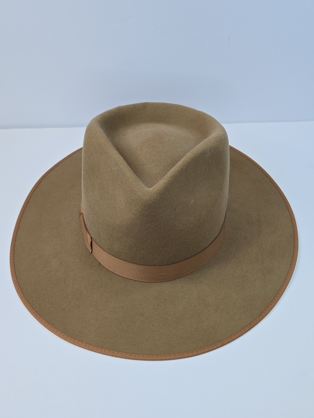 Lack Of Color Camel Wool Felt Fedora with Black Trim